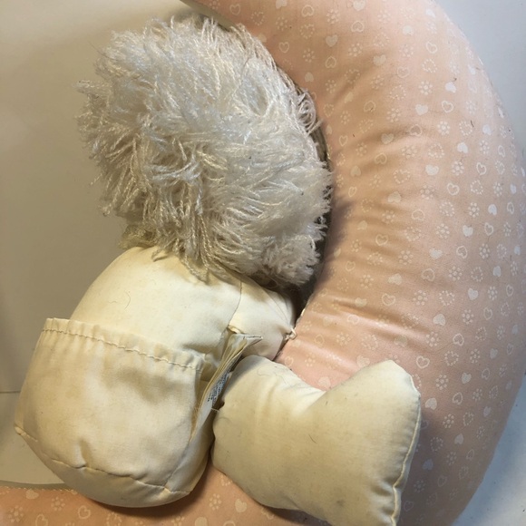 Vintage Doll Sitting Laying MOON STUFFED PLUSH Baby nursery Room Decor cream pnk - Picture 5 of 11